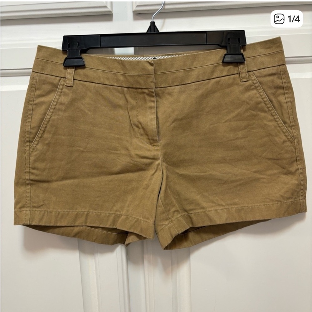 J. Crew Chino Khakis Tan Flat Front Casual Shorts Women’s Size 6